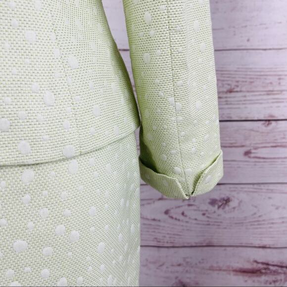 Albert Nipon green skirt suit set with dots - Picture 10 of 14